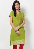 Aurelia Green Solid Kurtis