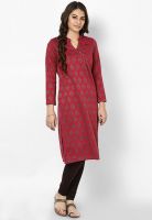 Aurelia Poly Cotton Pink Solid Kurta