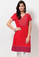 Aurelia Red Solid Kurtis