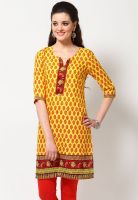 Aurelia Yellow Printed Kurtis