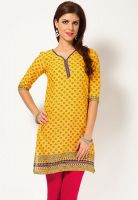 Aurelia Yellow Printed Kurtis