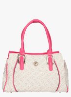 Bagkok Pink/White Polyurethane (Pu) Handbag