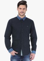 Basics Black Solid Slim Fit Casual Shirt