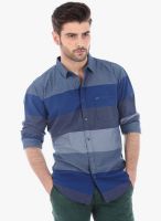 Basics Blue Striped Slim Fit Casual Shirt