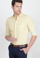 Basics Checks Yellow Casual Shirt