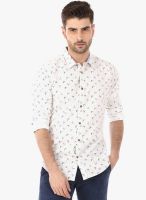 Basics White Printed Casual Shirt