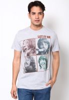 Beatles Grey Printed Round Neck T-Shirts