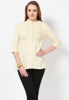 Belle Fille 3/4Th Sleeve Stripes Yellow Shirt