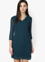 Besiva Green Colored Solid Shift Dress