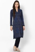 Biba Cotton Blend Blue Kurta