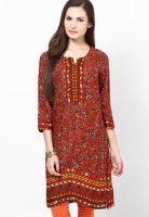 Biba Cotton Blend Red Kurta