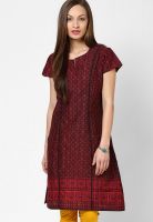 Biba Cotton Blend Red Kurti