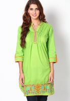 Biba Cotton Green Kurti