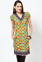 Biba Yellow Printed Kurtis