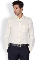 Blackberrys Men's Solid Casual Linen Yellow Shirt