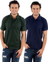Blaze Solid Men's Polo Neck Multicolor T-Shirt(Pack of 2)