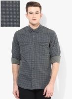 Blue Saint Grey Printed Slim Fit Casual Shirt