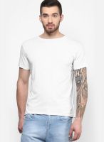 Blue Saint Off White Solid Round Neck T-Shirts