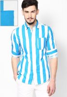 Blue Saint Slim Fit Blue/White Stripes Shirt