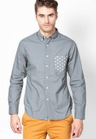 Blue Saint Slim Fit Grey Solid Colour Casual Shirt