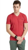 Breakbounce Solid Men's V-neck Red T-Shirt