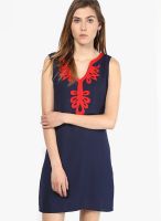 Calgari Blue Colored Solid Shift Dress