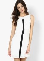 Calgari Off White Colored Solid Shift Dress