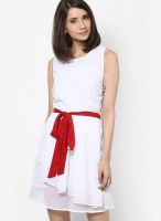 Calgari White Colored Solid Shift Dress