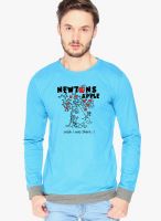 Campus Sutra Blue Printed Round Neck T-Shirts