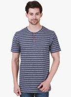 Cherymoya Blue Striped Henley T-Shirt