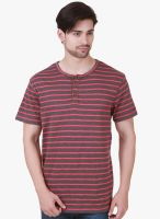 Cherymoya Brown Striped Henley T-Shirt