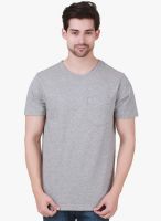 Cherymoya Grey Solid Round Neck T-Shirt