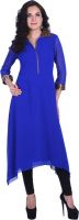 D&S Casual Solid Women's Kurti(Blue)