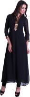 D&S Casual Solid Women's Kurti(Black)