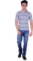 Dearclass Striped Men's Polo Neck Multicolor T-Shirt