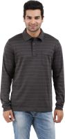 Donz Striped Men's Polo Neck Brown T-Shirt