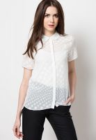 Dorothy Perkins White Spot Burnout Shirt