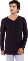 Duca California Solid Men's V-neck Black T-Shirt