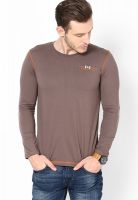 Duke Brown Printed Round Neck T-Shirts