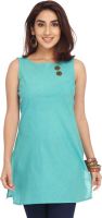 Enah Casual Solid Women's Kurti(Blue)