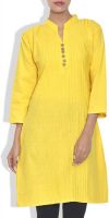 Elearray Solid Women's Kurti(Yellow)