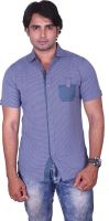 Equipoise Men's Checkered Casual Blue Shirt