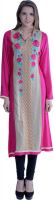 EthnicQueen Casual, Festive, Party Floral Print, Solid Women's Kurti(Pink, Beige)