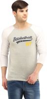 Fio Printed Men's Round Neck White, Grey T-Shirt