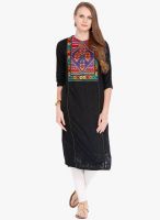 Folklore Black Embroidered Kurta