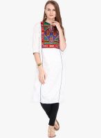 Folklore White Embroidered Kurta