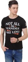 FROST Printed Men's Round Neck Black T-Shirt