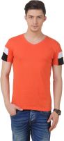 FROST Solid Men's V-neck Orange T-Shirt