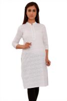 GMI Casual Embroidered Women's Kurti(White)