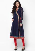 G Chanderi Navy Blue Anarkali